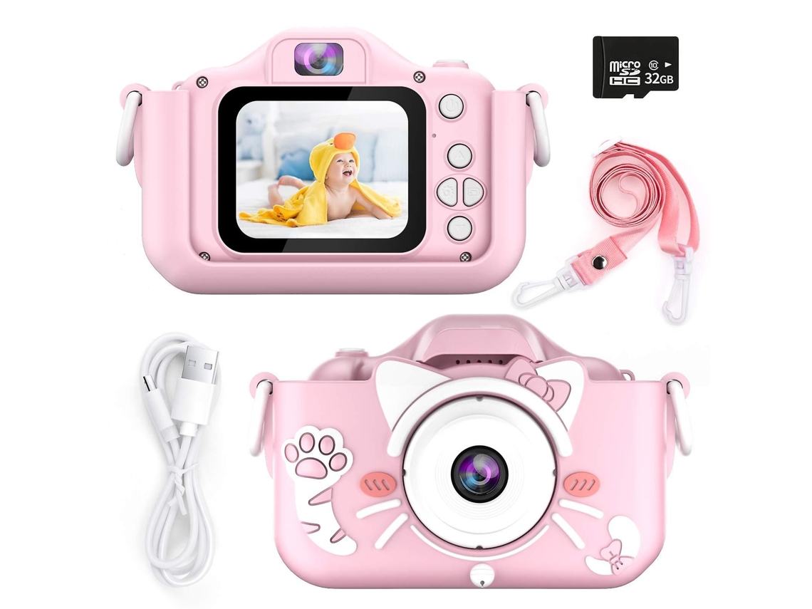 Câmera Infantil Com Estojo, Câmera Digital Dupla Para Crianças, Tela De 2,0 Polegadas Brilvibera