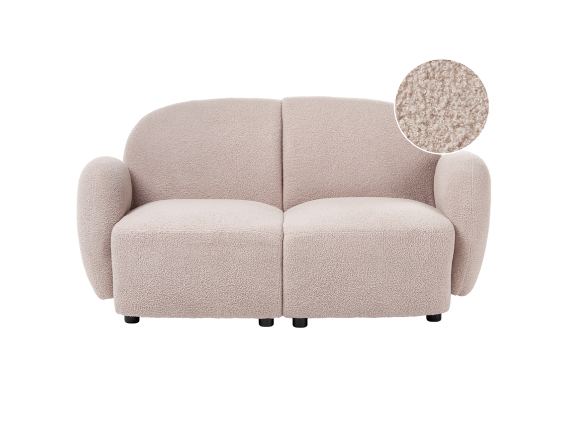 Sofá De 2 Lugares Beliani Jule De Bouclé Creme 151x82x77