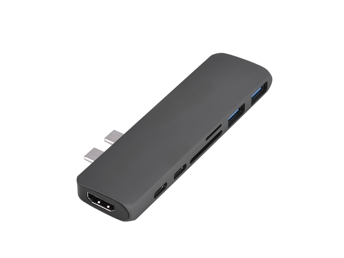 Adaptador Multipuerto Usb 3.0 de Tipo C a Hdmi Con Lector de Tarjetas Sd para Macbook Pro de 13/15" (gris)