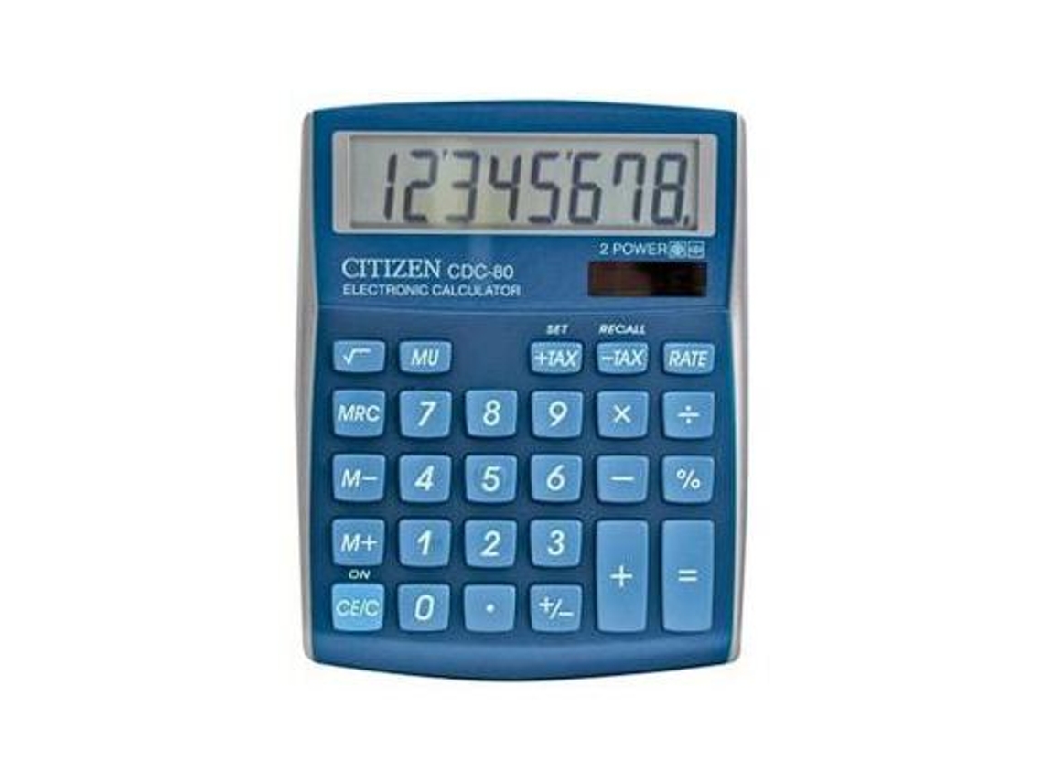 Calculadora Citizen de Secretária Cdc-80 8 Digitos Celeste Brilhante