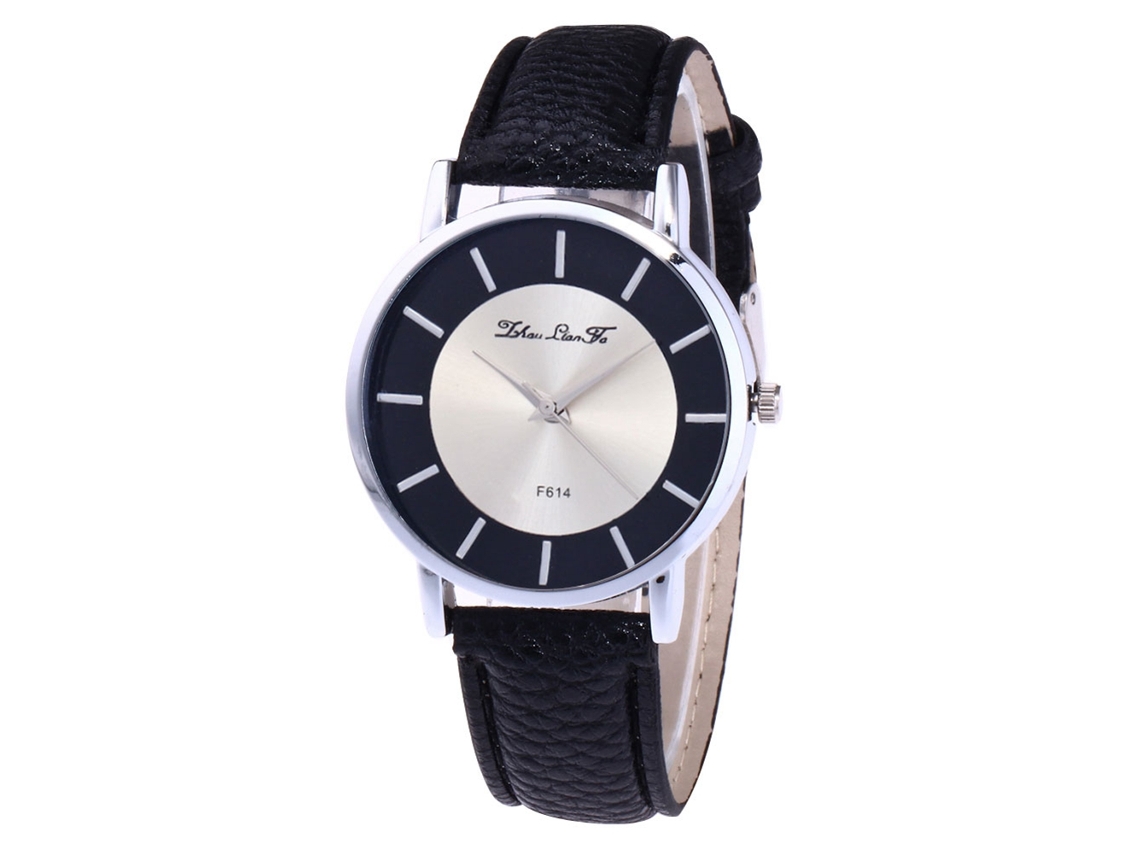 Relógio de pulso masculino analógico de quartzo com pulseira de PU (preto)