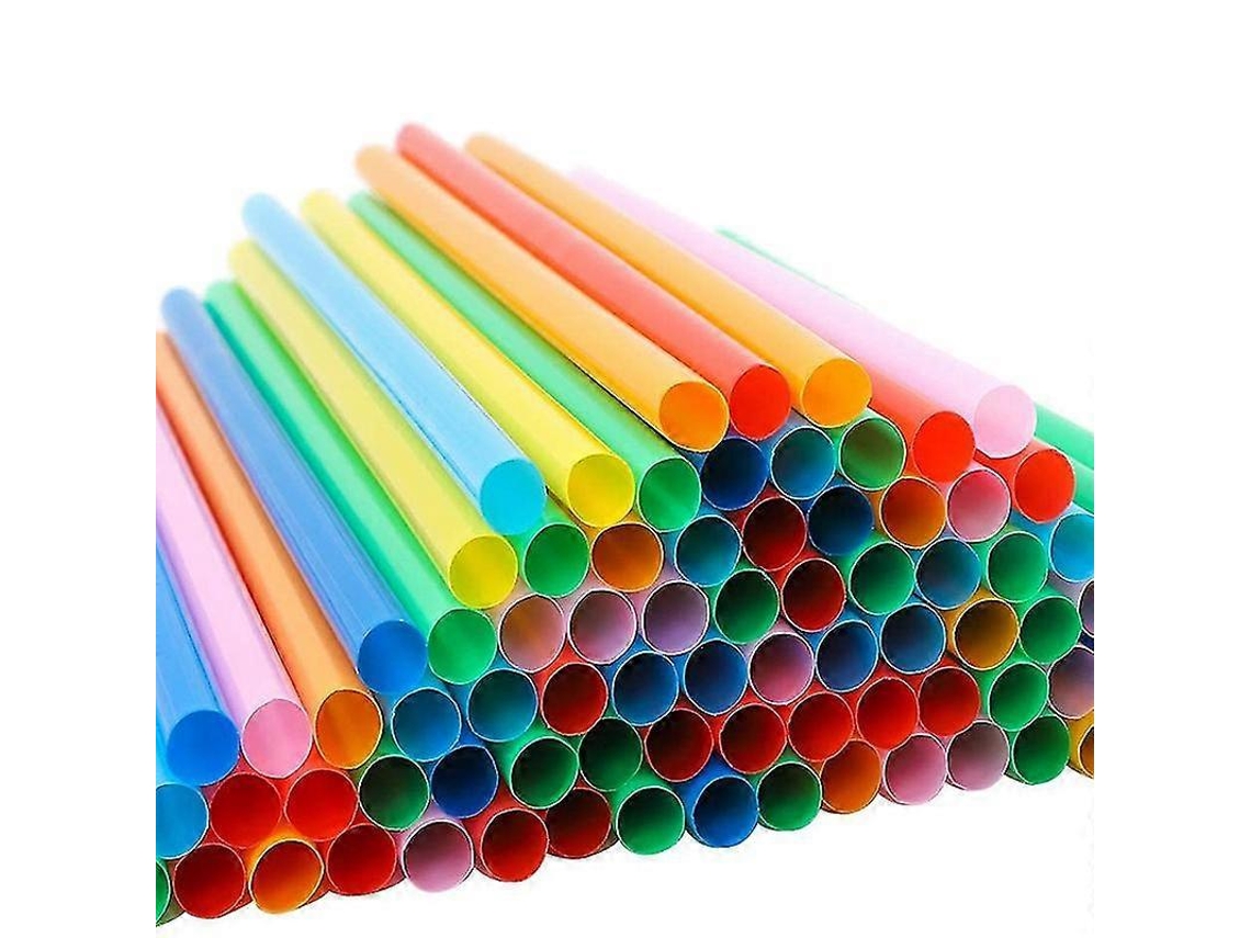 300 Canudinhos de Plástico Extra Largos e Largos de 10,3 Polegadas para Batidos, Smoothies e Chás com Bolhas Multicoloridos Multicolor