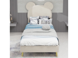 Cama 90x200 Bege Encosto Infantil Sem Arrumação VOLTEDGE
