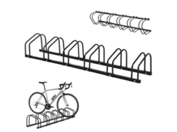 Estacionamento CHEZMOI para 6 bicicletas, montagem no chão ou parede, aço preto, 179x33x27 cm