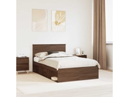 Vidaxl Estrutura Da Cama Com Cabeceira Carvalho Marrom 120 X 200 Cm