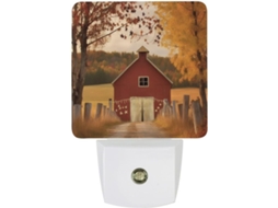 Luminária de parede com plugue, luminária noturna com tema de campo ao ar livre, sensor crepuscular, luz LED branca.