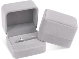 Conjunto De 2 Caixas De Veludo Cinza Para Casal, Ideais Para Anéis, Brincos E Joias, Perfeitas Para Presentear. Dimensões 6,9 X 6,9 X 4 Cm. Hengjian