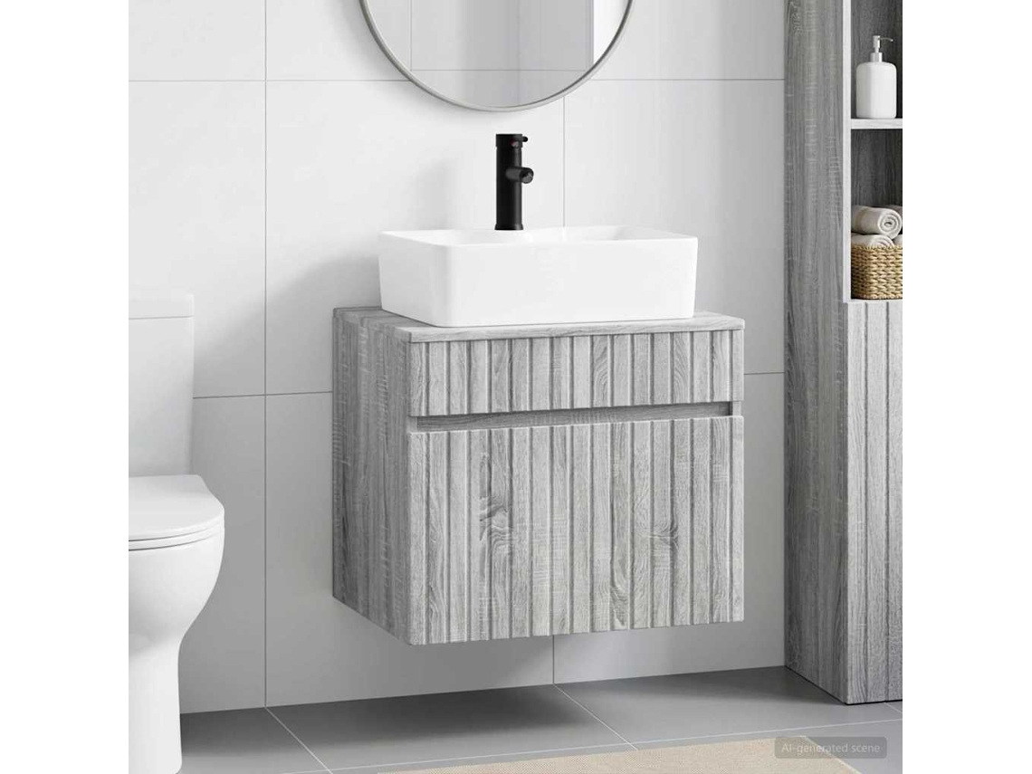 Vidaxl Conjunto De Móveis Para Banheiro Sonoma Cinzento