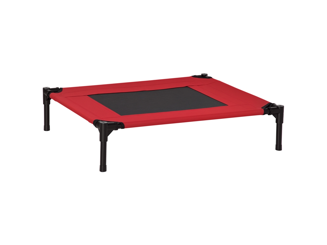 Cama Elevada para Animais, Tecido Oxford, Microperfurado, 76x61x18 cm, Vermelha e Preta CHEZMOI