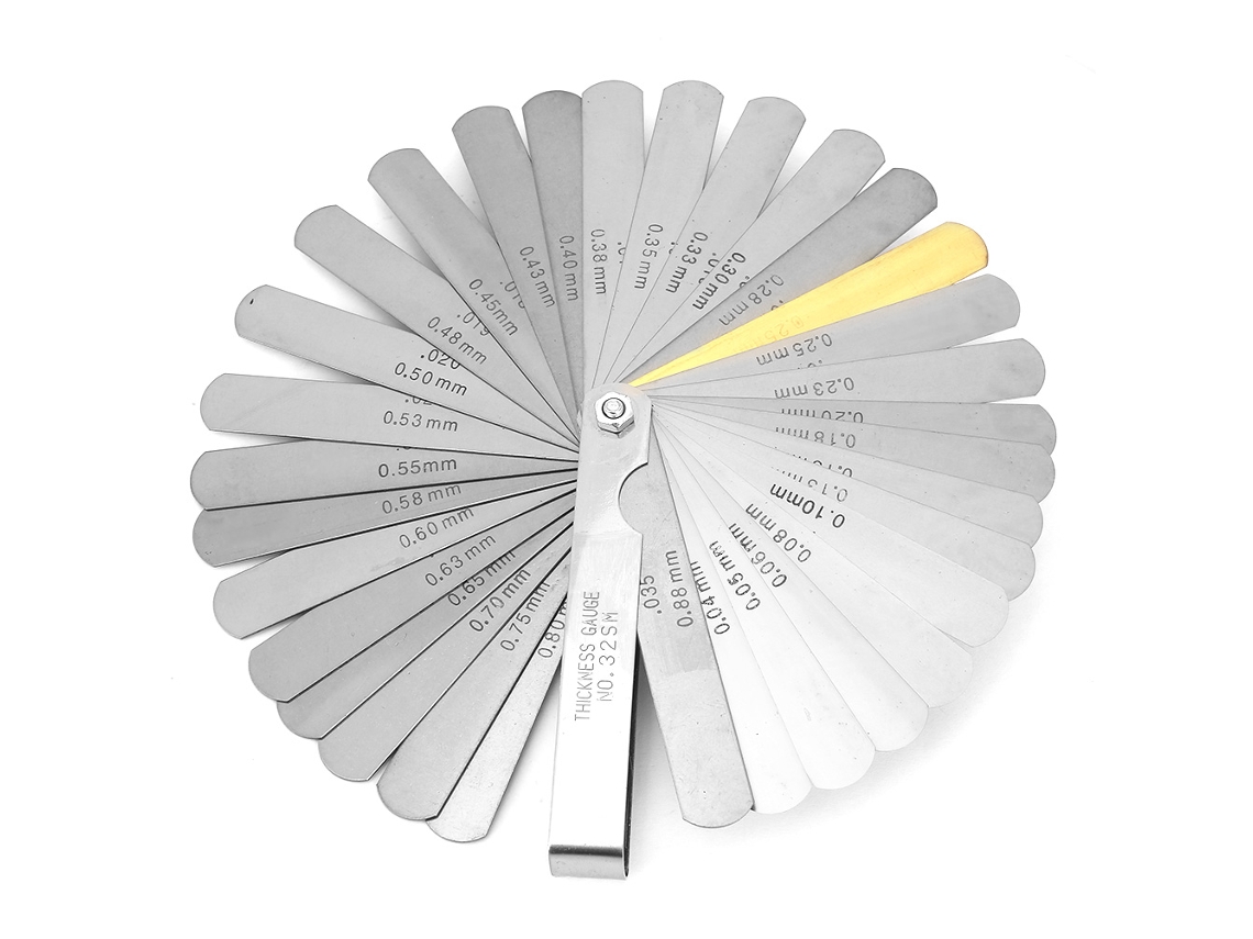 Medidor de espessura métrico de 32 lâminas, 0,04-0,88 mm, ferramenta de medição de folga em aço inoxidável
