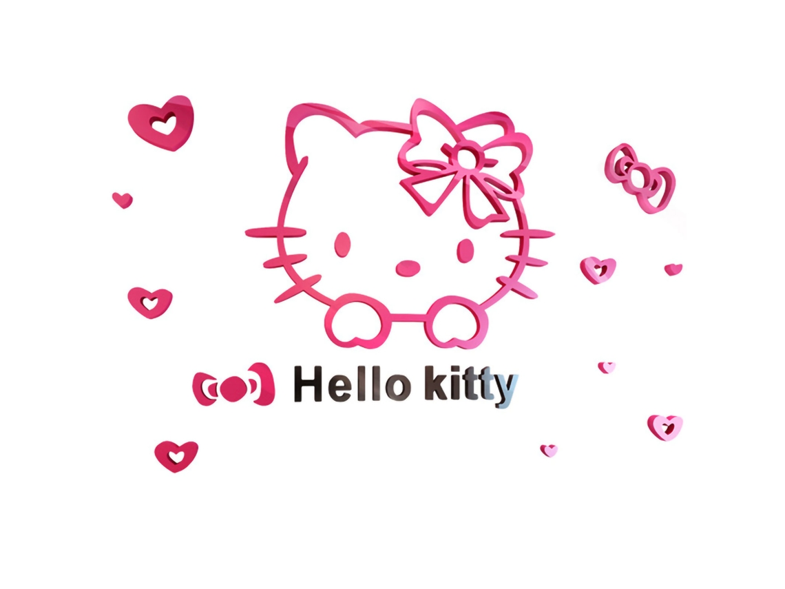 Adesivo de Parede 3d de Acrílico Cartoon Gatito Hello Kitty para Niños Habitación Dormitorio Letras Rojas Negras