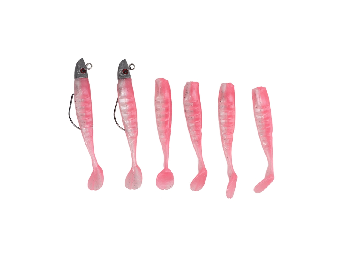 Isca De Pesca Mole Simulada Silicone Com Anzol Para Água Doce E Salgada Rosa 2 Caixas