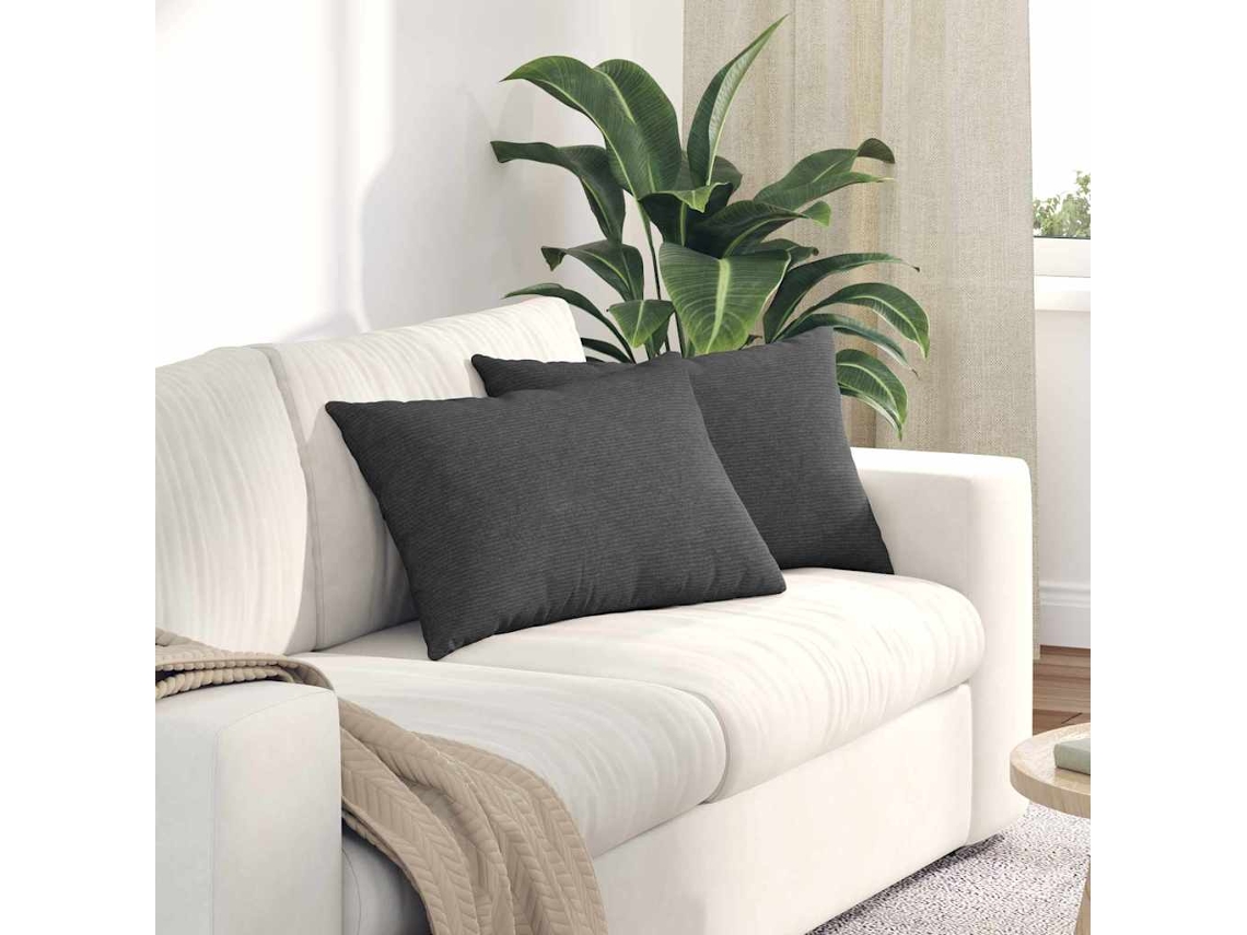 Vidaxl Travesseiros De Sofá 2 Pcs Cinza Escuro 60 X 40 Cm