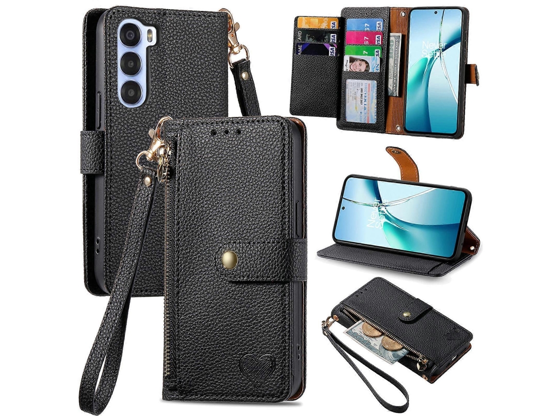 Capa De Couro Para Celular Com Cordão E Zíper Love