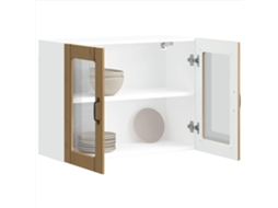 Vidaxl Armário De Parede Cozinha Porta Vidro Lucca Carvalho Artesanal