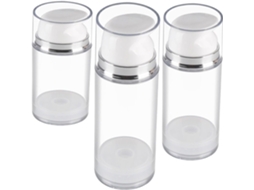 De 3 Frascos Vazios E Recarregáveis Com Bomba Airless Para Loções De Viagem, Com Prático Recipiente Em Abs.