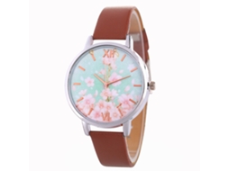Relógio de Pulso Feminino Leisure com Pulseira de Couro Pu Café