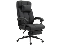 Cadeira De Escritório Reclinável Com Altura Ajustável Apoio Para Pés Encosto De Cabeça E Para Braços 66x76x112-120 Cm Preto