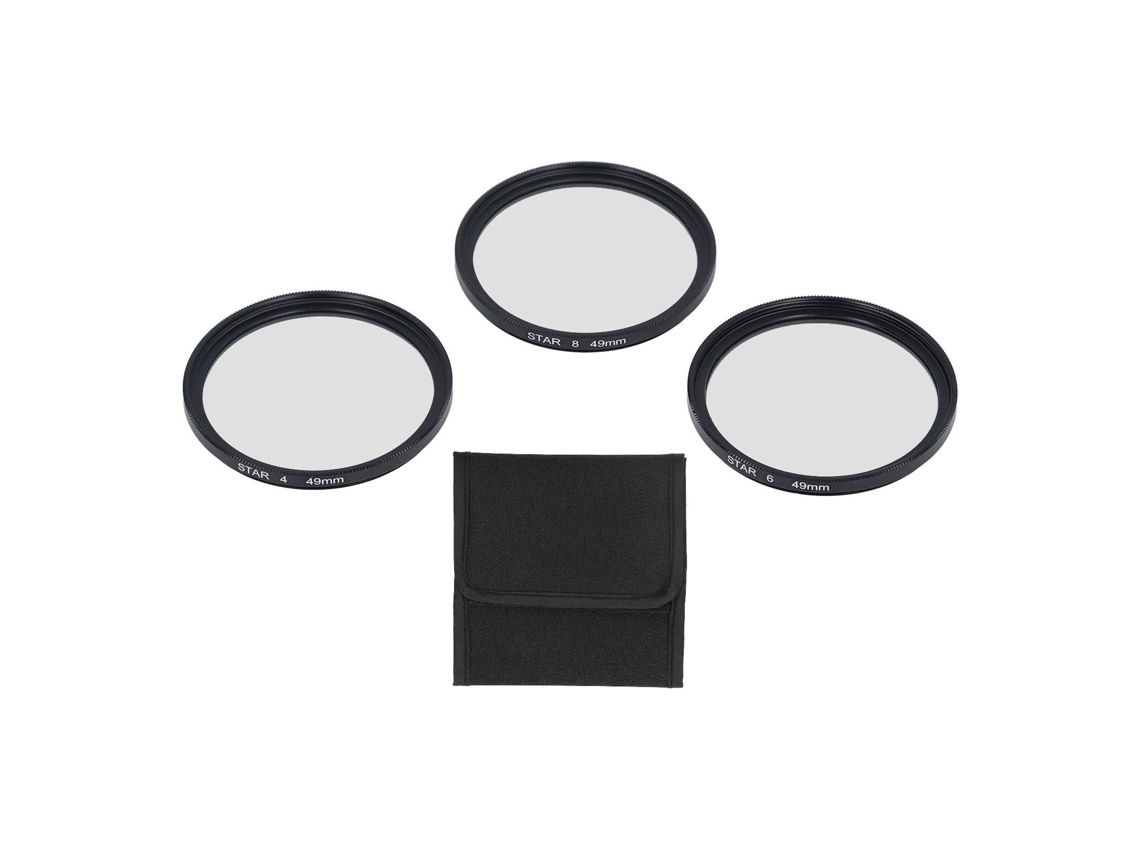 Kit de Filtros Estrela de 49mm, 3 Peças, Filtro Estrela Fino de 4/6/8 Pontos com Estojo para Câmera Micro SLR