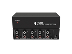 Divisor de áudio estéreo 1x4 com RCA e auxiliar, plugue europeu | S/MARCA