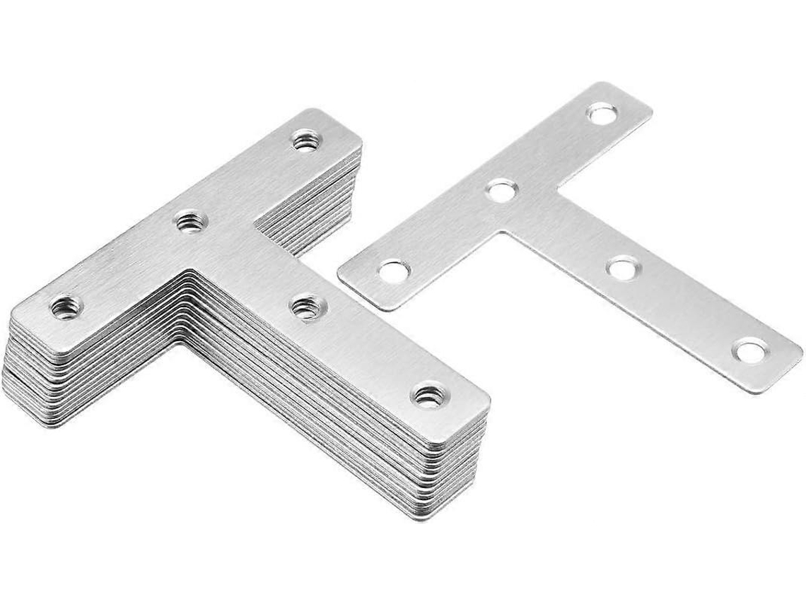 Placa de reparação T plana de aço inoxidável 304 80x80mm 15 peças suporte de união para móveis e estruturas