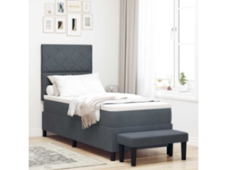 Vidaxl Cama Box Com Cabeceira Cinza Escuro 200 X 80 Cm Veludo