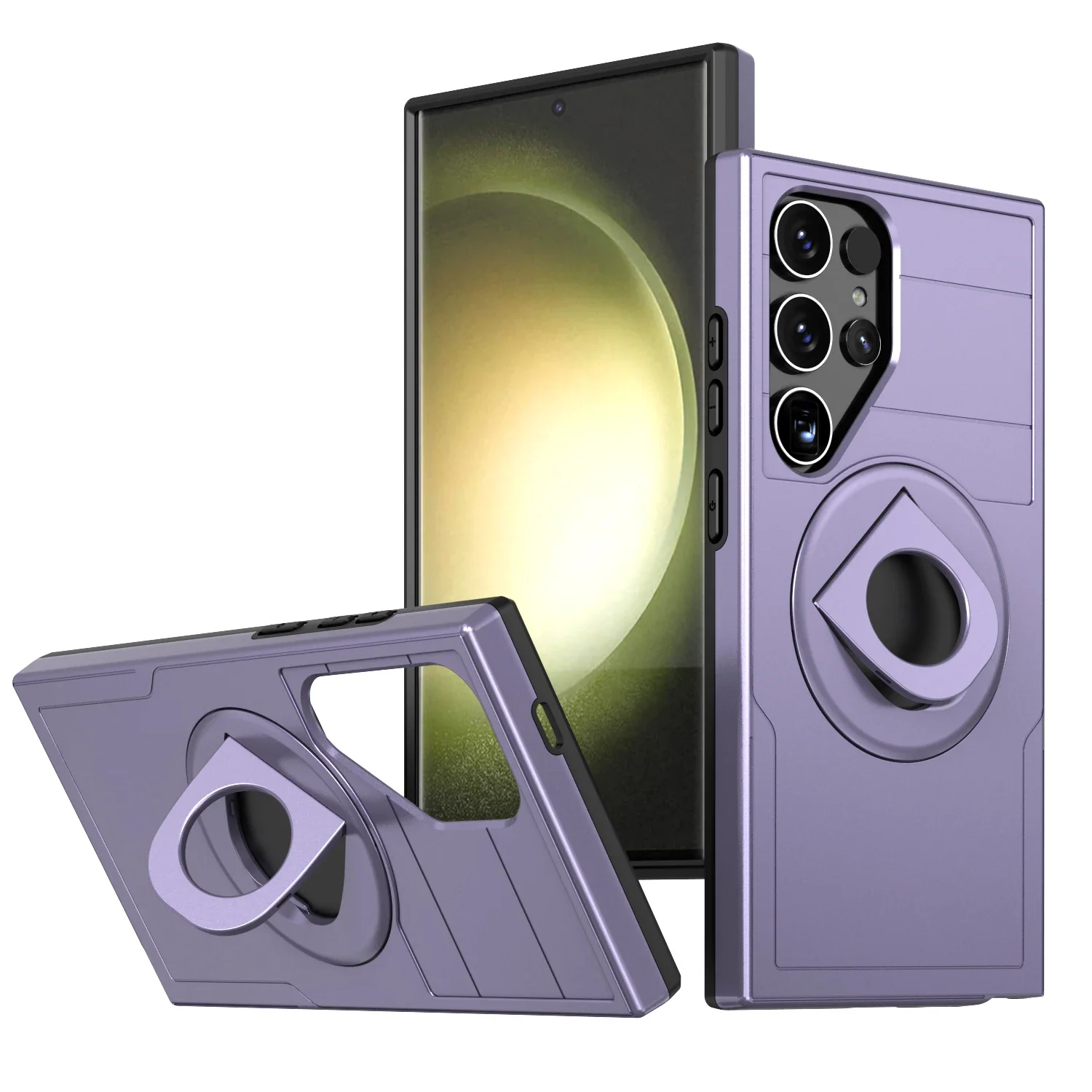 (roxo S25) Capa De Celular 2 Em 1 Reforçada E Resistente A Impactos Com Suporte De Anel Magnético