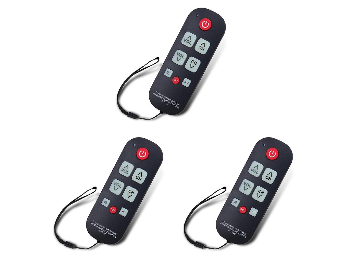 3x A-tv10 Controle Remoto Universal Para Idosos, Simples E À Prova D'água, Com Luz Led Para Todos Os Modelos De Tv