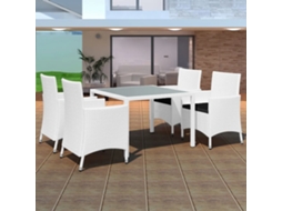 Vidaxl 5 Pcs Conjunto De Jantar Para Exterior Vime Branco Nata