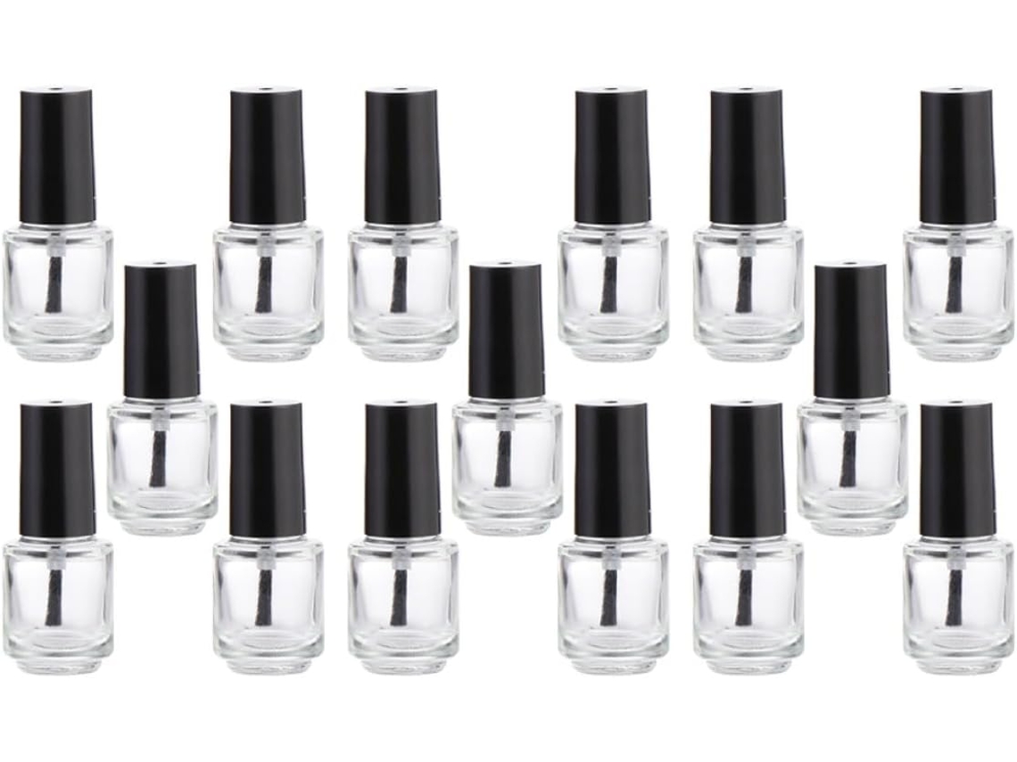 Pacote Com 25 Frascos Vazios De 5ml De Gel Para Unhas Em Plástico Com Tampas De Alumínio.