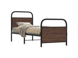 Vidaxl Estrutura Cama S/ Colchão Derivados Madeira Carvalho Castanho