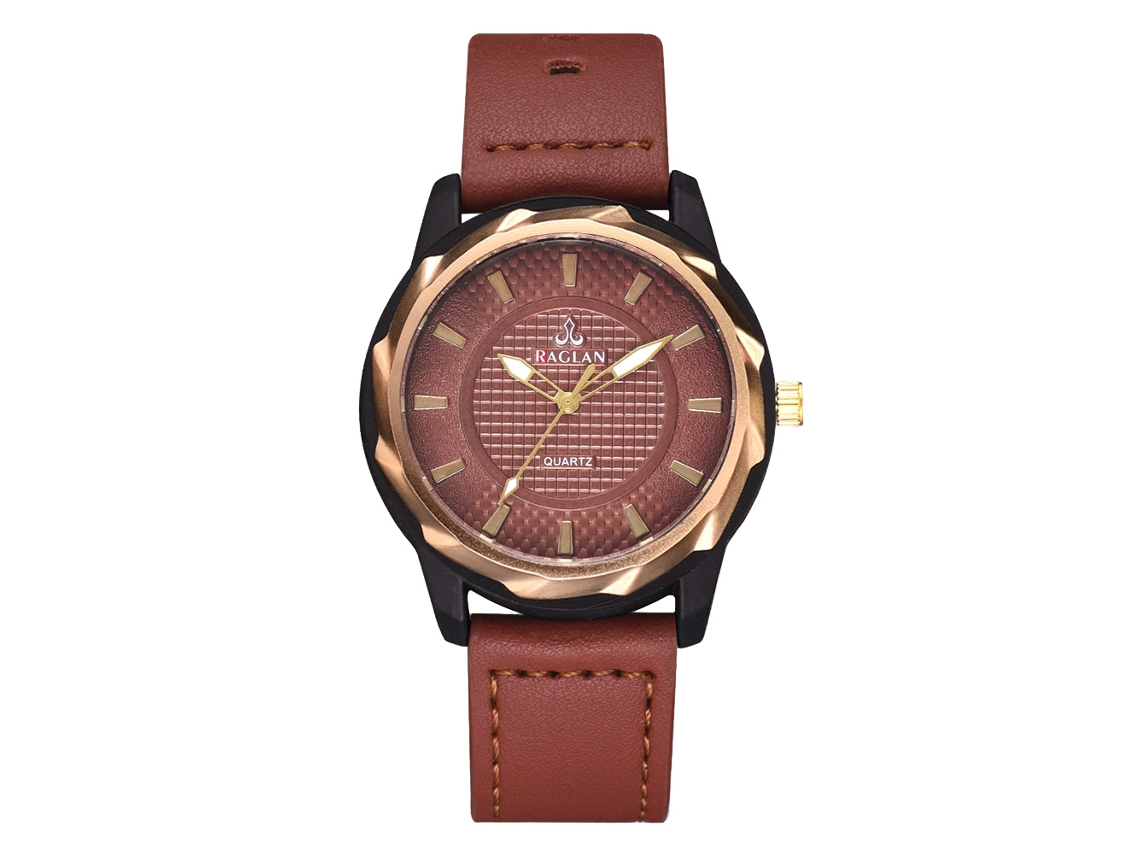 Relógio Analógico de Quartzo Masculino Pulseira de Couro Pu Luxo Presente Negócio Marrom Claro