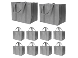 Pacote Com 10 Sacolas De Compras Dobráveis ​​e Reutilizáveis ​​de 35l Com Alças Longas, Ecológicas E Ideais Para Armazenamento De Grandes Quantidades