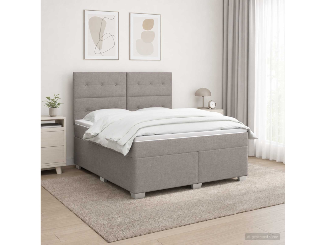 Vidaxl Cama Box Spring Com Colchão Cinzento-acastanhado 140 X 200 Cm