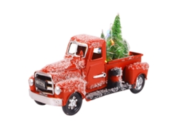 Caminhão Vintage de Natal Vermelho com Árvores e Ornamentos LAXISCREED