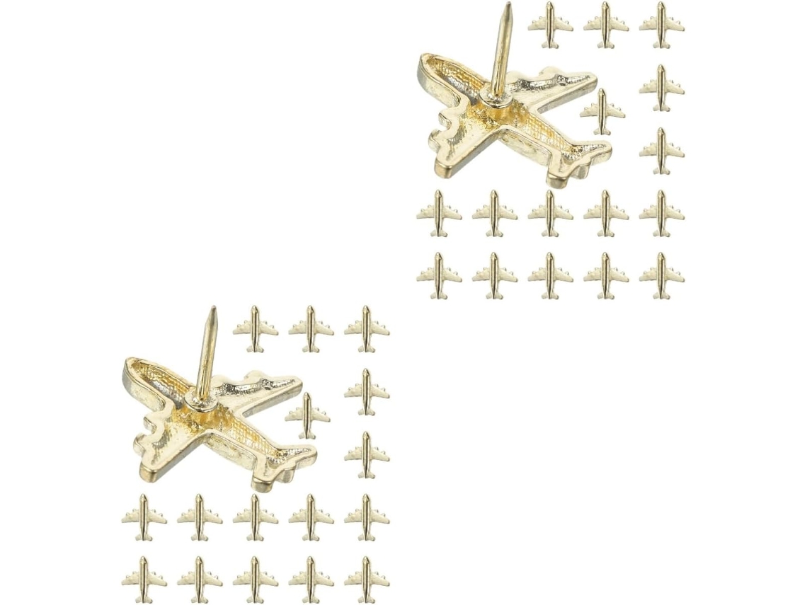 Conjunto De 60 Tachinhas Metal Em Formato Avião Para Quadros Cortiça