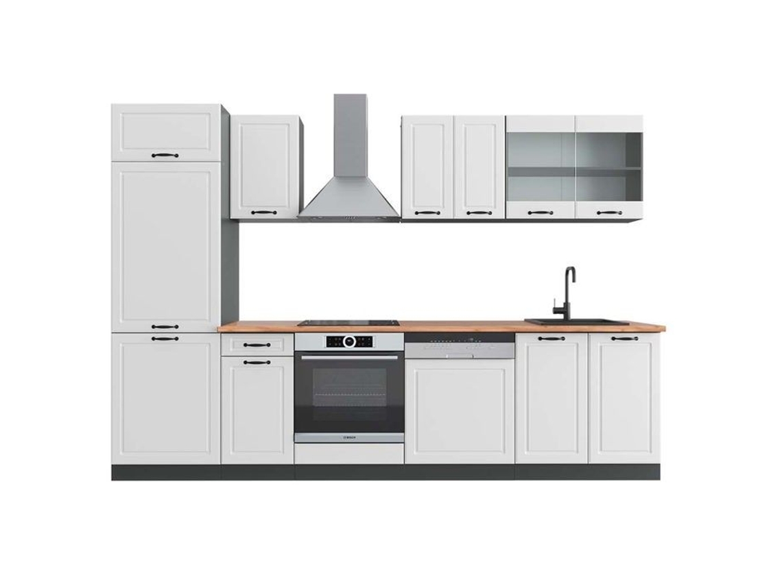 Cozinha R-Line, 300 cm, PT Carvalho, Cottage branco/antracite, Vicco