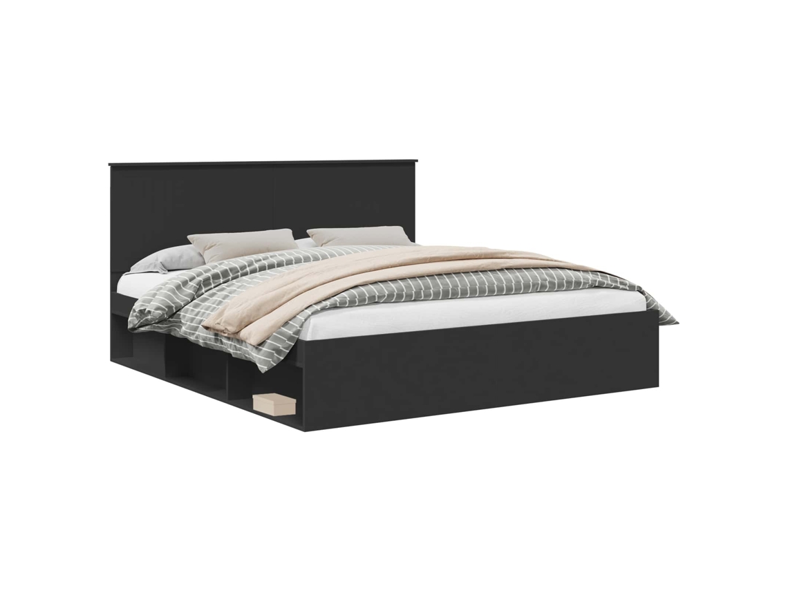 Estrutura da Cama Preto 180x200 cm Madeira de Pinheiro Sólida MAISON EXCLUSIVE