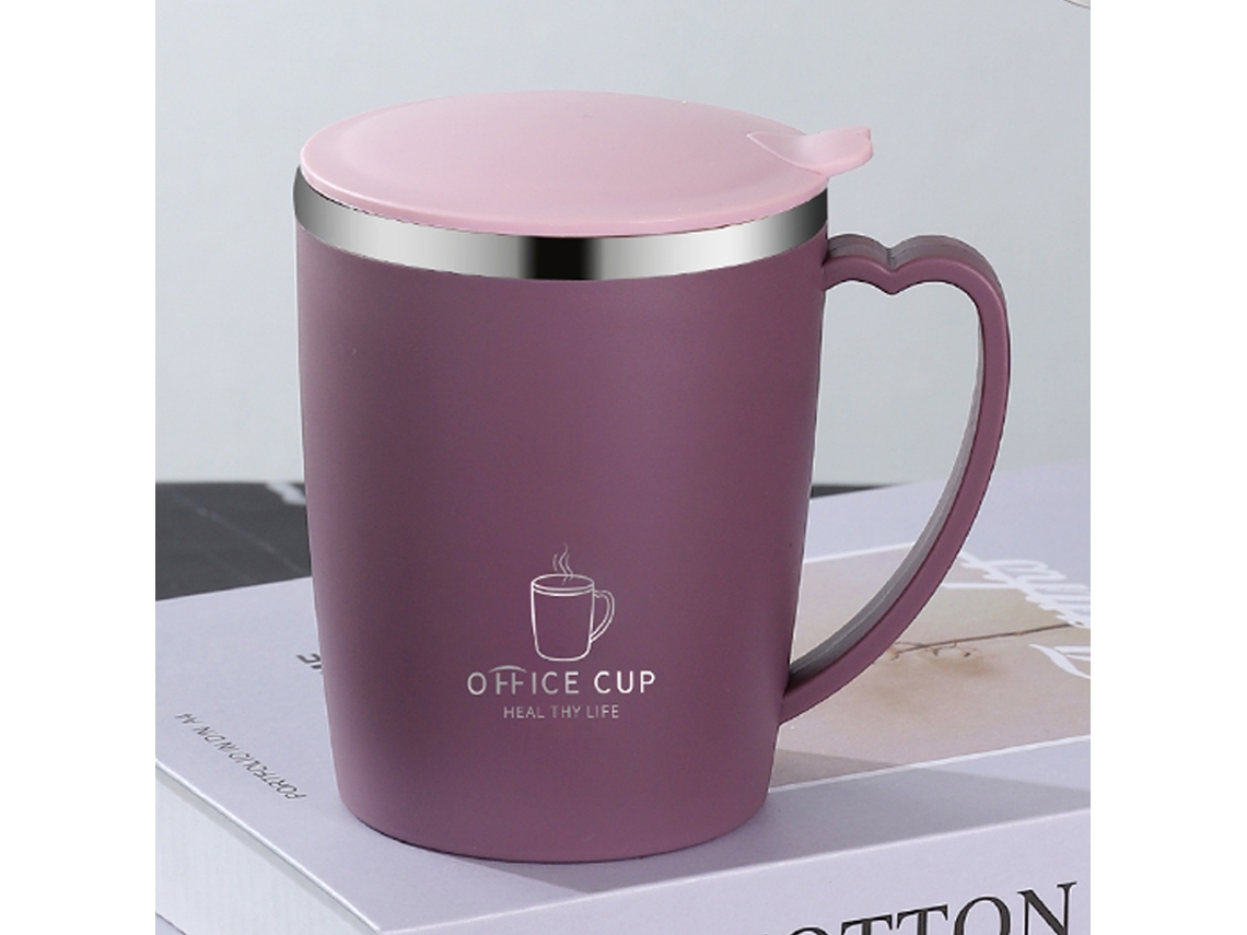Caneca Térmica Portátil De Aço Inoxidável (roxa) De 350 Ml Com Alça E Tampa À Prova De Vazamentos.