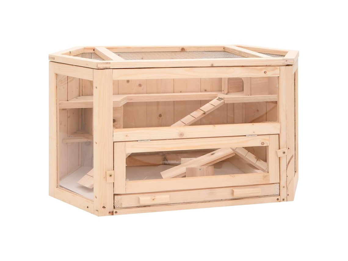 Vidaxl Gaiola Para Hamster 80x40x43 Cm Madeira De Abeto Maciça