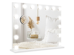 Espelho De Maquiagem Com Led, 3 Modos De Luz, Intensidade Ajustável, Controle Por Toque, Usb, 58x48cm, Branco