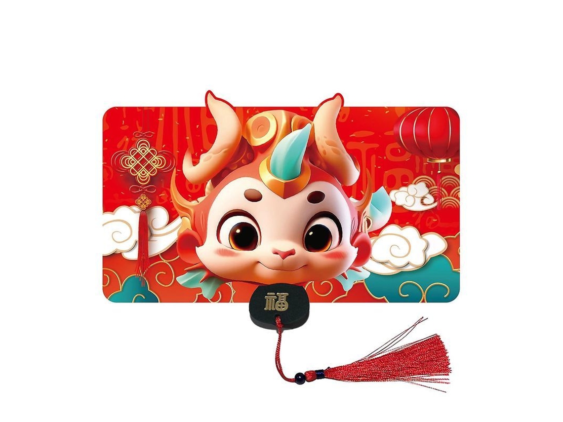 Envelope vermelho com o ano de 2026, Ano Chinês do Dragão, sacola vermelha com design de desenho animado fofo e 6 compartimentos para presentes.