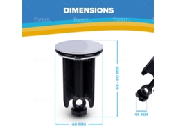S/MARCA tapón de lavabo de acero inoxidable, ajustable en altura 40mm, con junta, 2 piezas