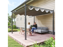 Pérgola de Jardim Exterior 3 X 3 M com Teto Retrátil e Fixação Magnética, Abrigo de Sol Upf30+, Cinza