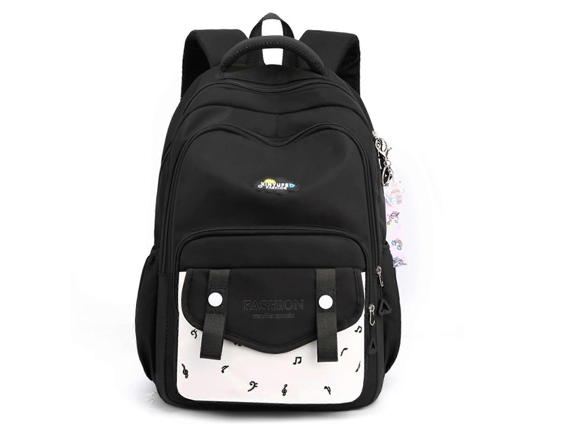 Mochila Feminina De Ombro Com Alça Dupla, Modelo 2023, Leve, Ideal Para Escola, Viagens E Uso Casual. Cor: Preta.