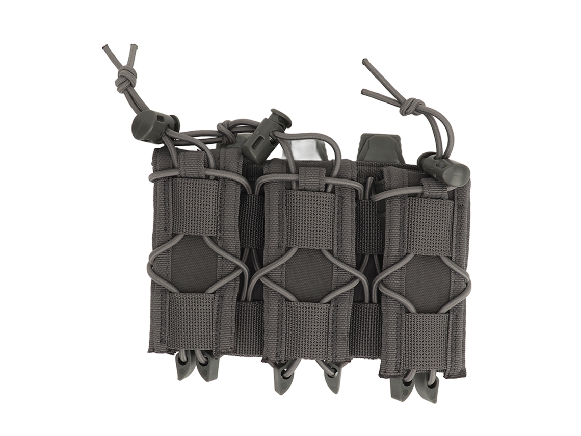 bolsa de mags triple Molle 9mm com topo aberto cinza MARCA