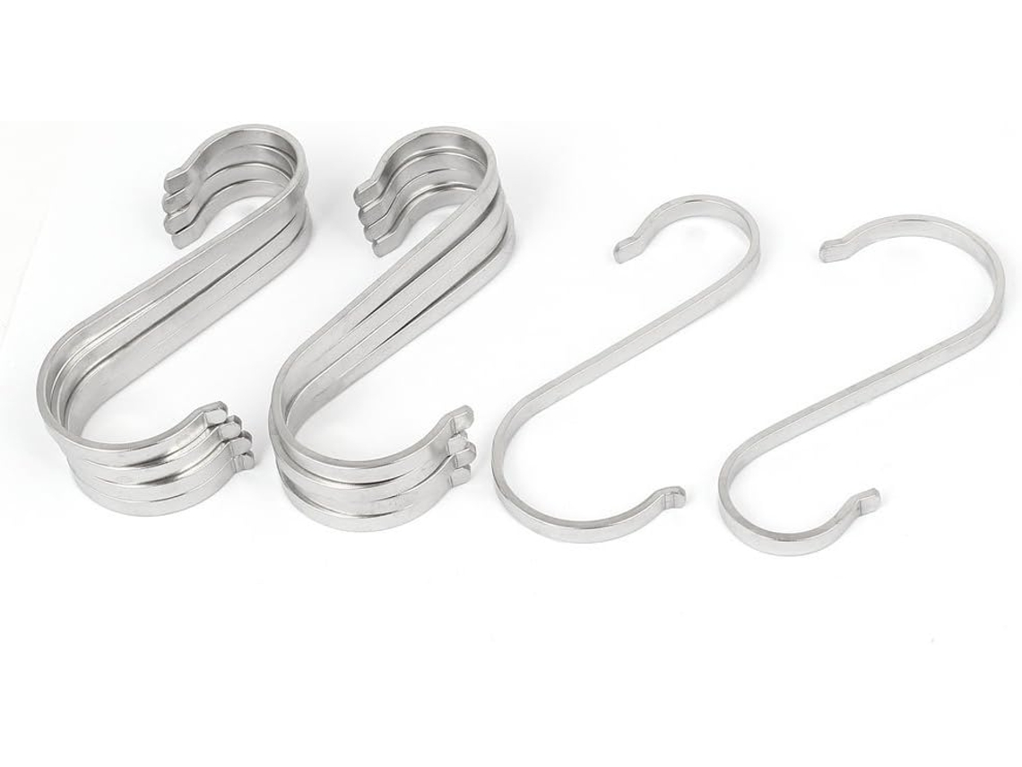 Conjunto de 10 Ganchos para Toalha em Aço Inoxidável, formato S, Abertura 22x32mm CHABERLU
