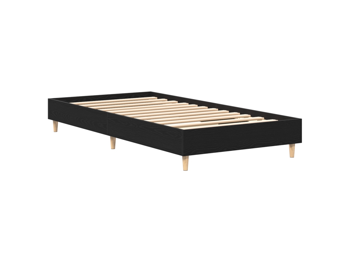 Conjunto 1 Cama De Plataforma Vidaxl Preto Derivados De Madeira (193 X 78 X 25 Cm)