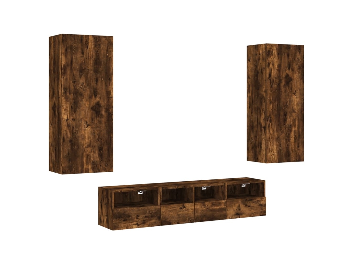 Tv Wall Unit, Tv Wall Units Vidaxl Marrom Madeira Processada (n/a)