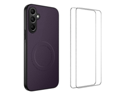 Capa Magnética Wanlonfeng Tq1 Series Com Textura De Fibra De Carbono E Tpu Para Samsung Galaxy S24 Com 2 Películas De Tela Roxa